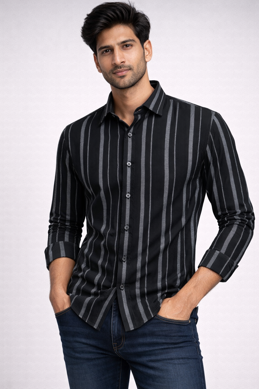 Lining Shirt With Jeans Combo