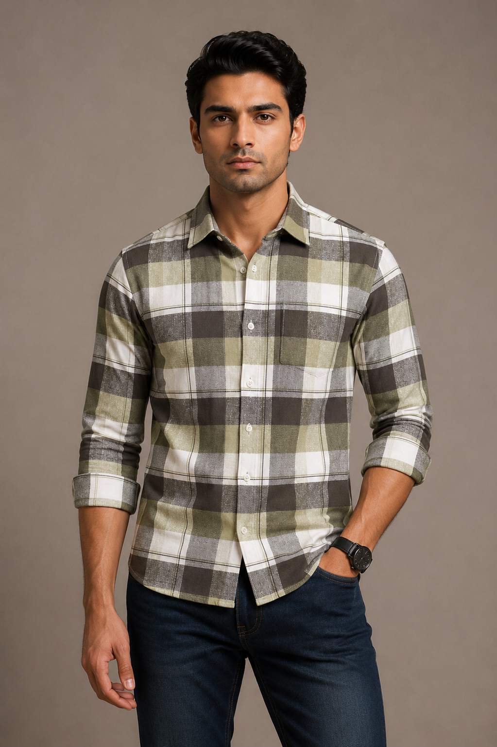 Checks Shirt With Jeans Combo