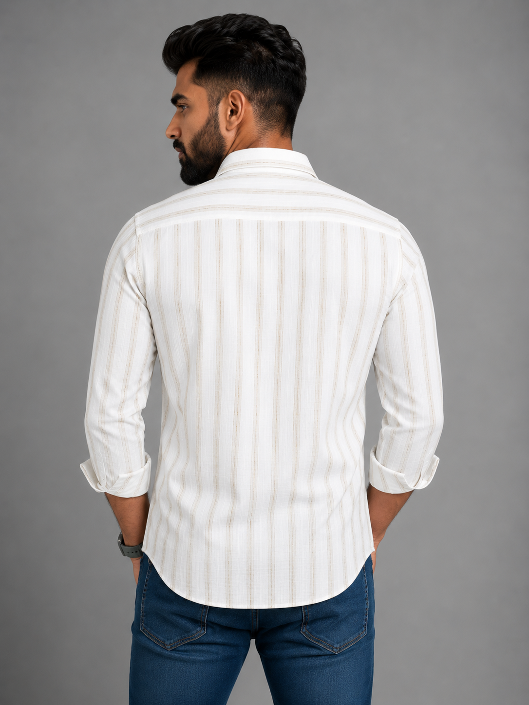 Linen Lining Shirt With Jeans Combo