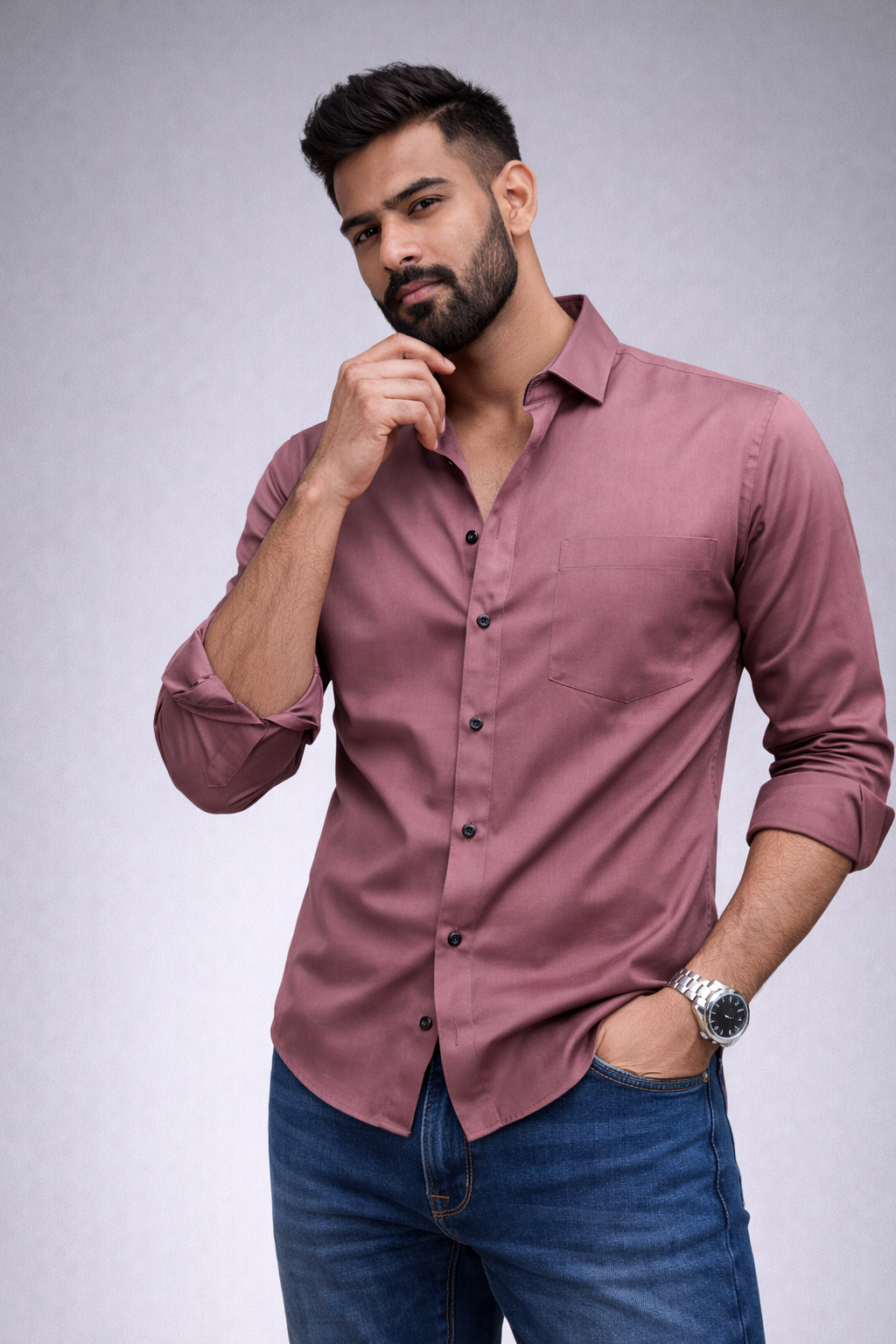 Satin Shirt With Jeans Combo