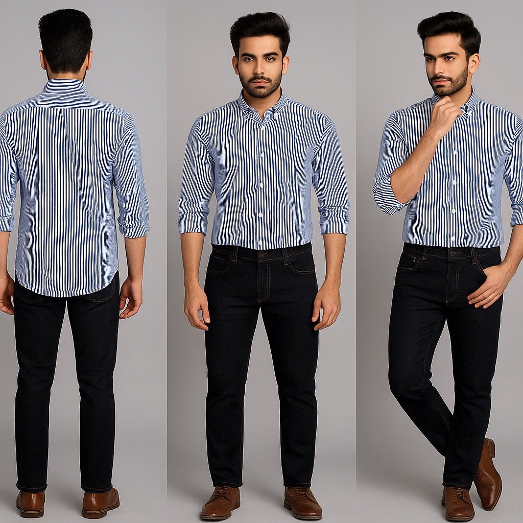 Lining Shirt With Jeans Combo