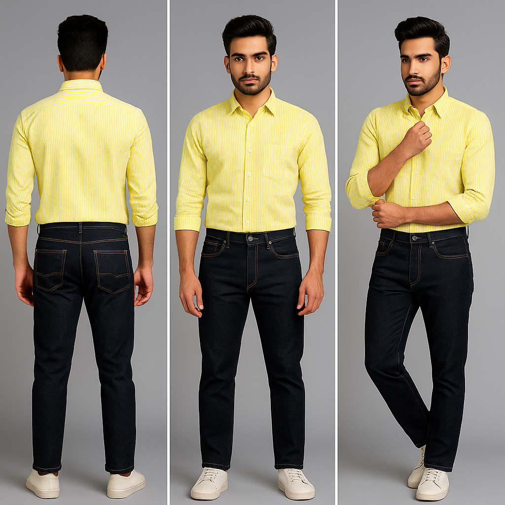 Lining Shirt With Jeans Combo