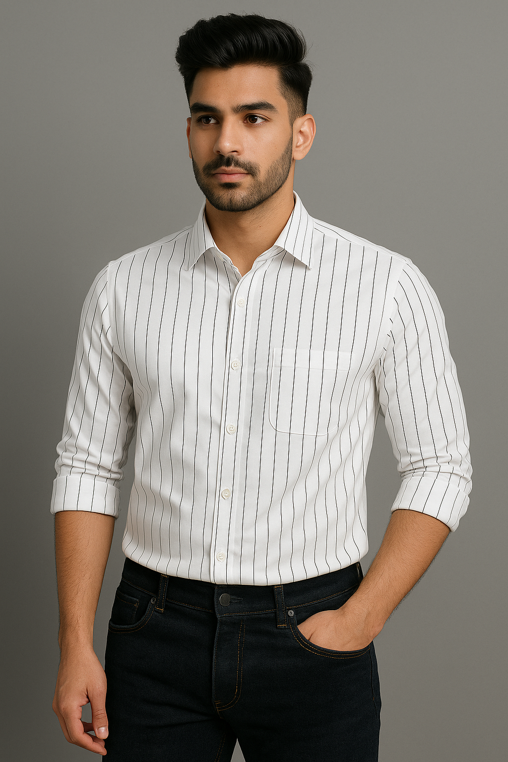 Lining Shirt With Jeans Combo