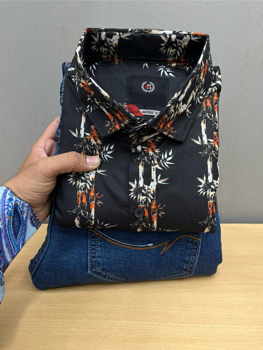 Printed Shirt With Jeans Combo